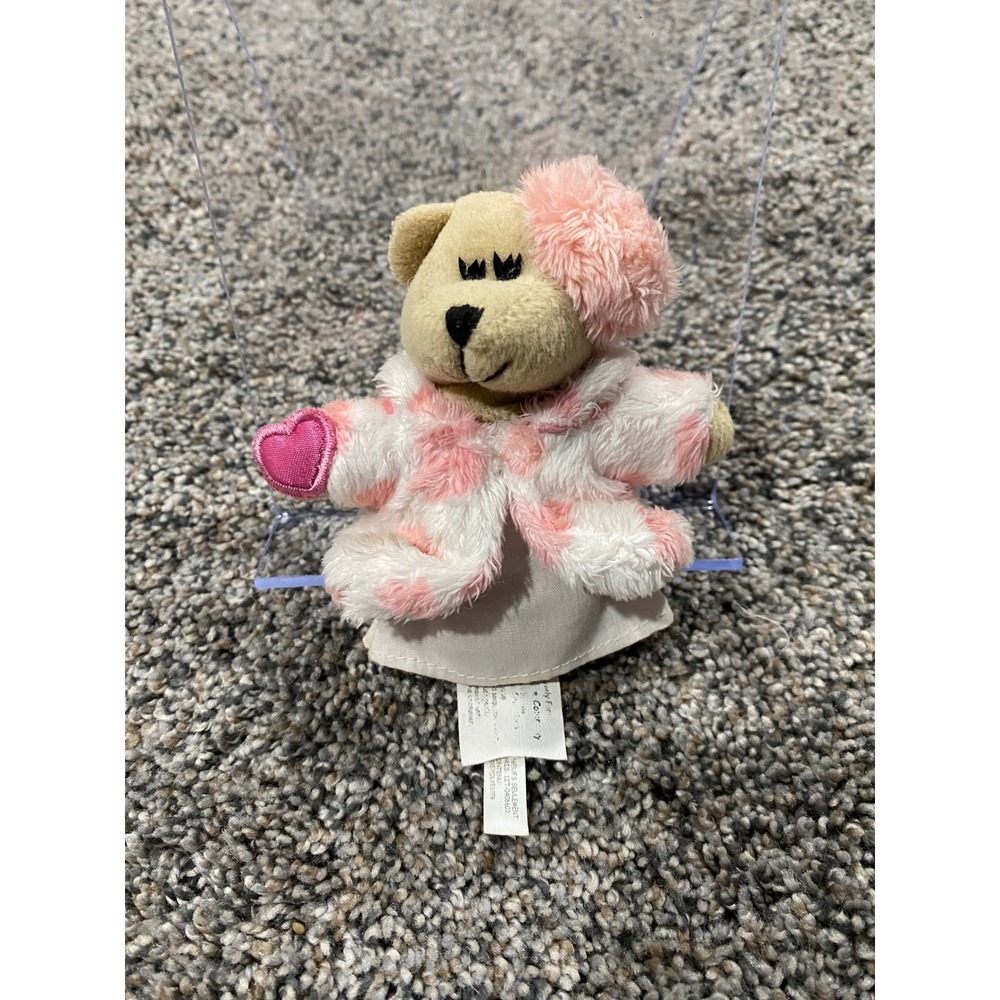 Starbucks Bearista 46th Edition Mini Plush Bear Pink Polka Dot Fur Coat